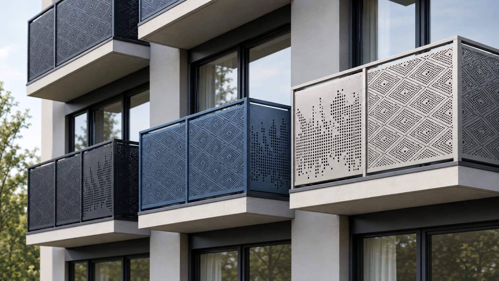 NORDRAIL balconies with custom perforation patterns